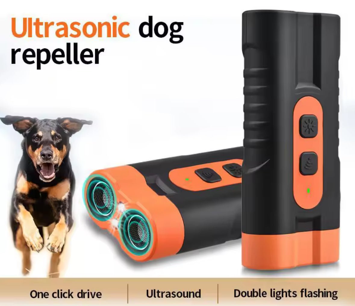 High Power Dual Head Ultrasonic Dog Repeller USB Rechargeable Dog Training Device With LED Flashlight Anti Bark Control - S7teestore